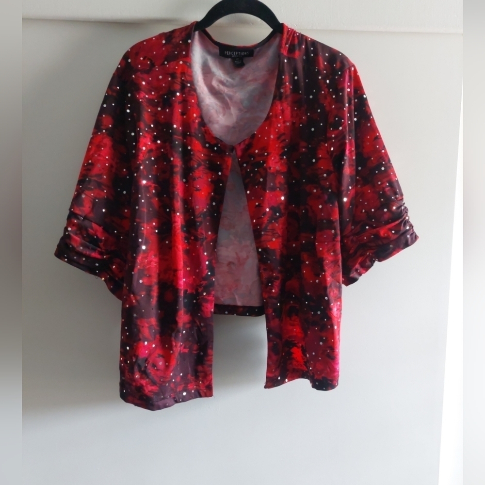 Vintage Perceptions Sequin floral Cardigan style blouse Whimsical Wedding Formal